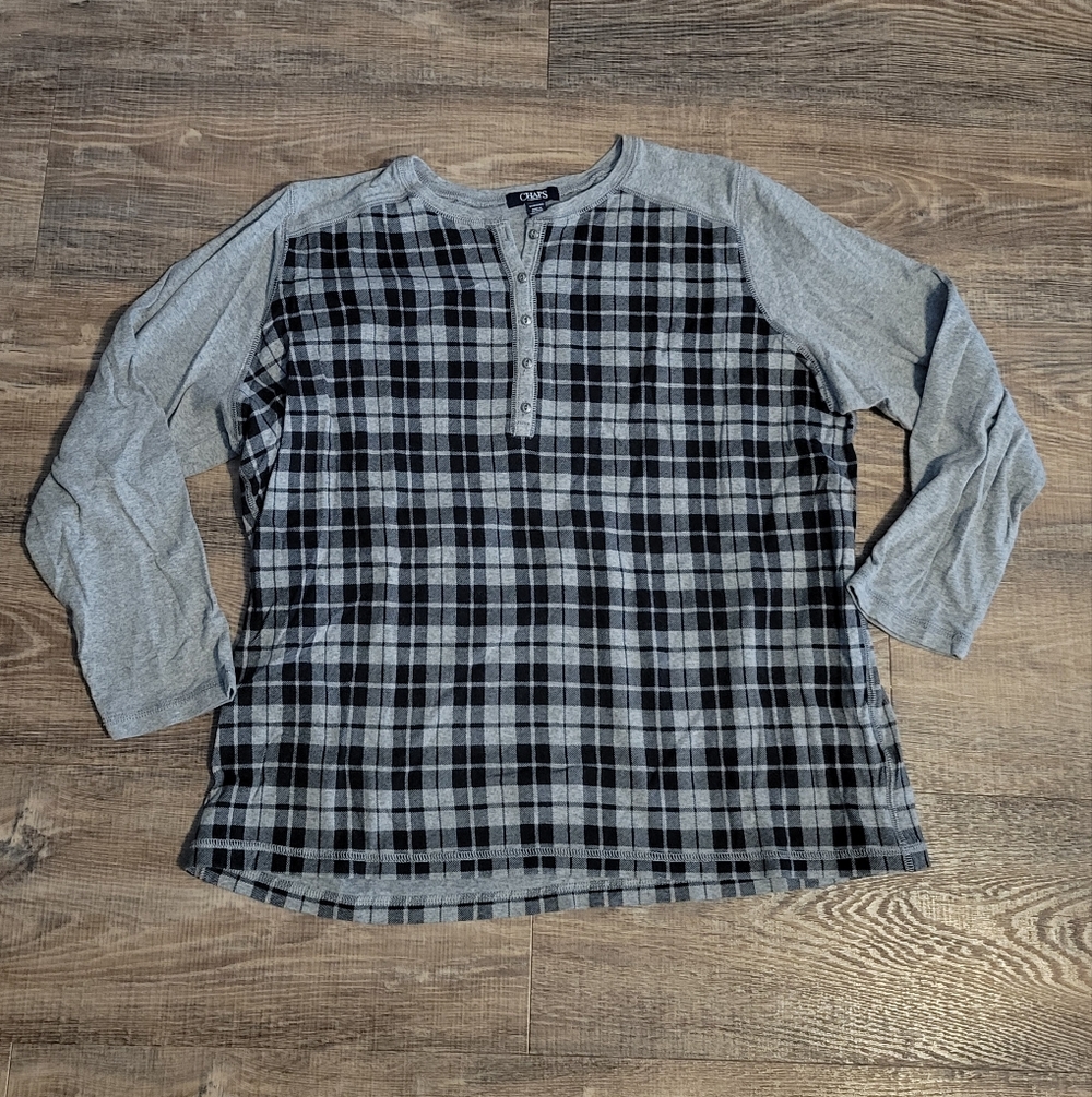 Chaps plaid jersey long sleeve shirt women size 2X